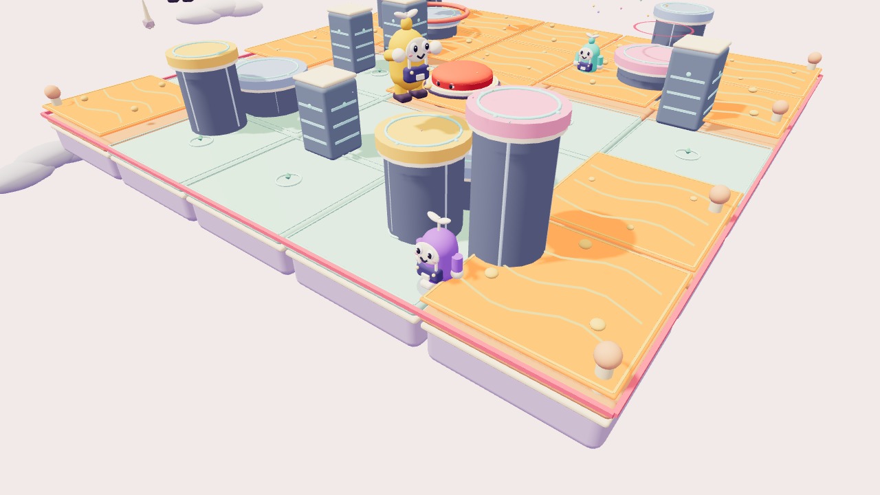 Floor is Lava in a floating DON'T PRESS IT! arena; real bot-training gameplay